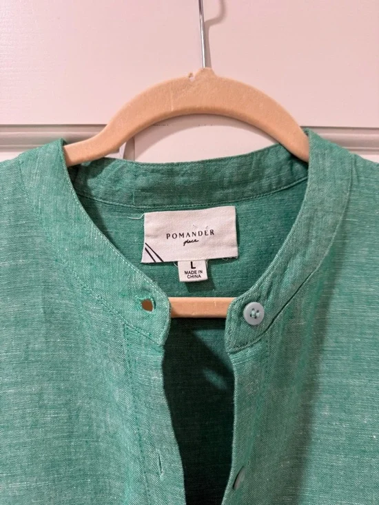 Pomander Place Teal-Green Button Front Long Sleeve Midi Dress - Picture 2 of 2